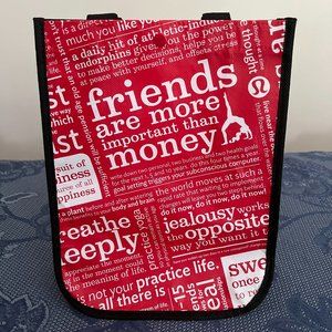 Lululemon Manifesto red & white small reusable tote bag